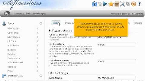 How to install MODx from Softaculous