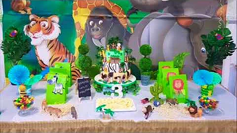 Jungle Safari themed DIY party decoration| Birthday decoration ideas
