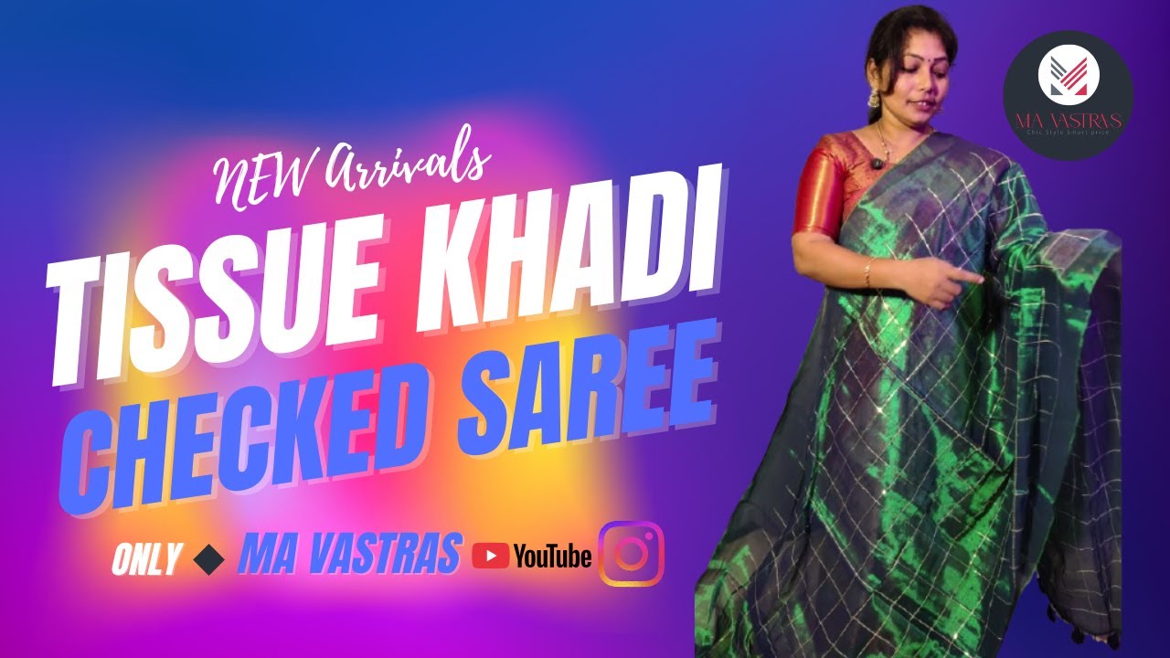 trending tissue khadi checked pattern affordable price only at mavastras