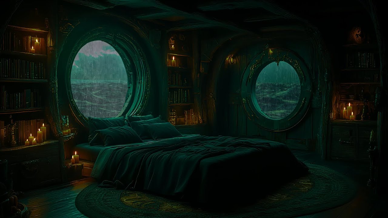 ASMR Pirate Ship at Sea ⚓ | Rain, Thunder & Cozy Cabin Ambience for ...