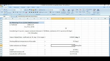 CT Sizing Calculation in Excel - Metering CT