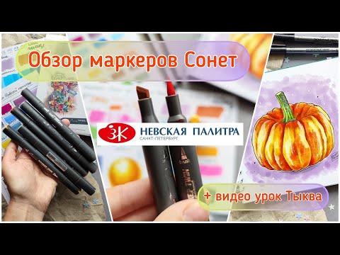 Обзор маркеров Сонет (Невская палитра) + видео-урок Тыква