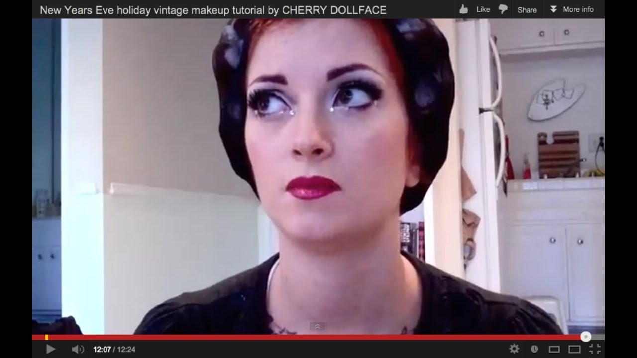 New Years Eve sparkly holiday vintage makeup tutorial by CHERRY DOLLFACE