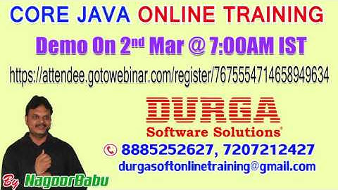 Core Java Online Training by Nagoor Babu Demo On 2nd March 7:00AM IST