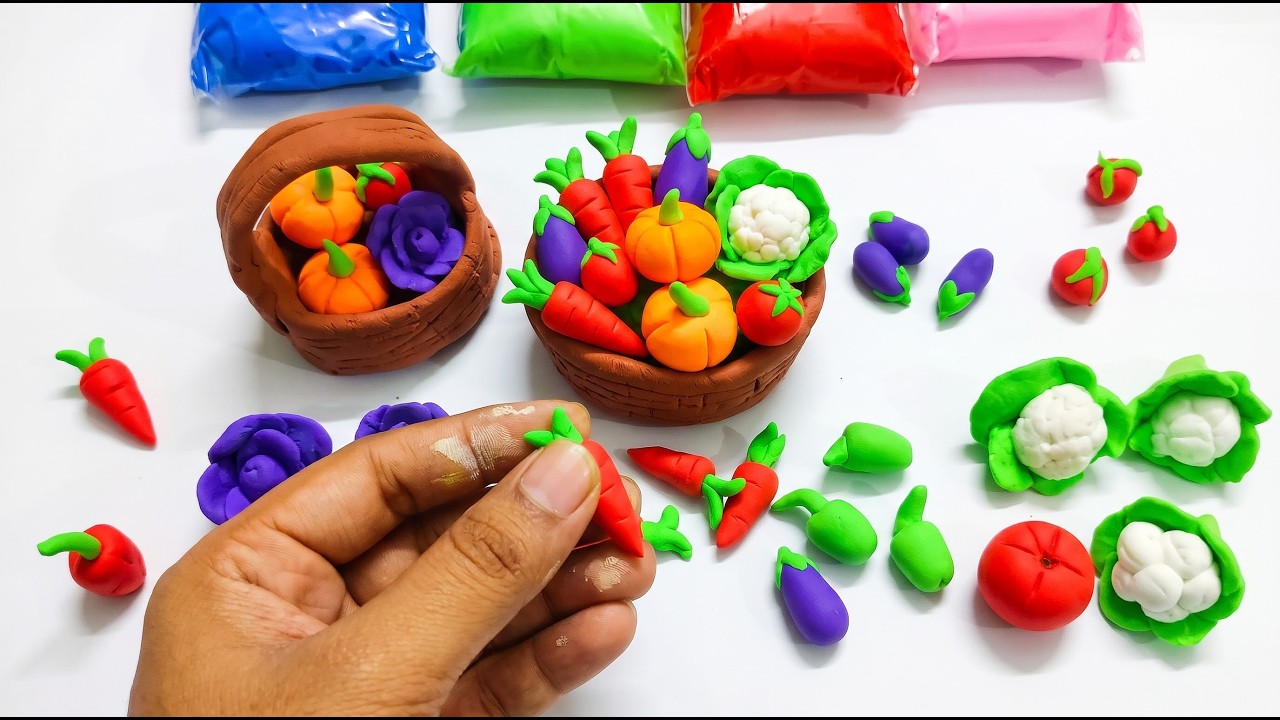 Dye clay making vagitables and basket.#clay,#clayvedio, - YouTube