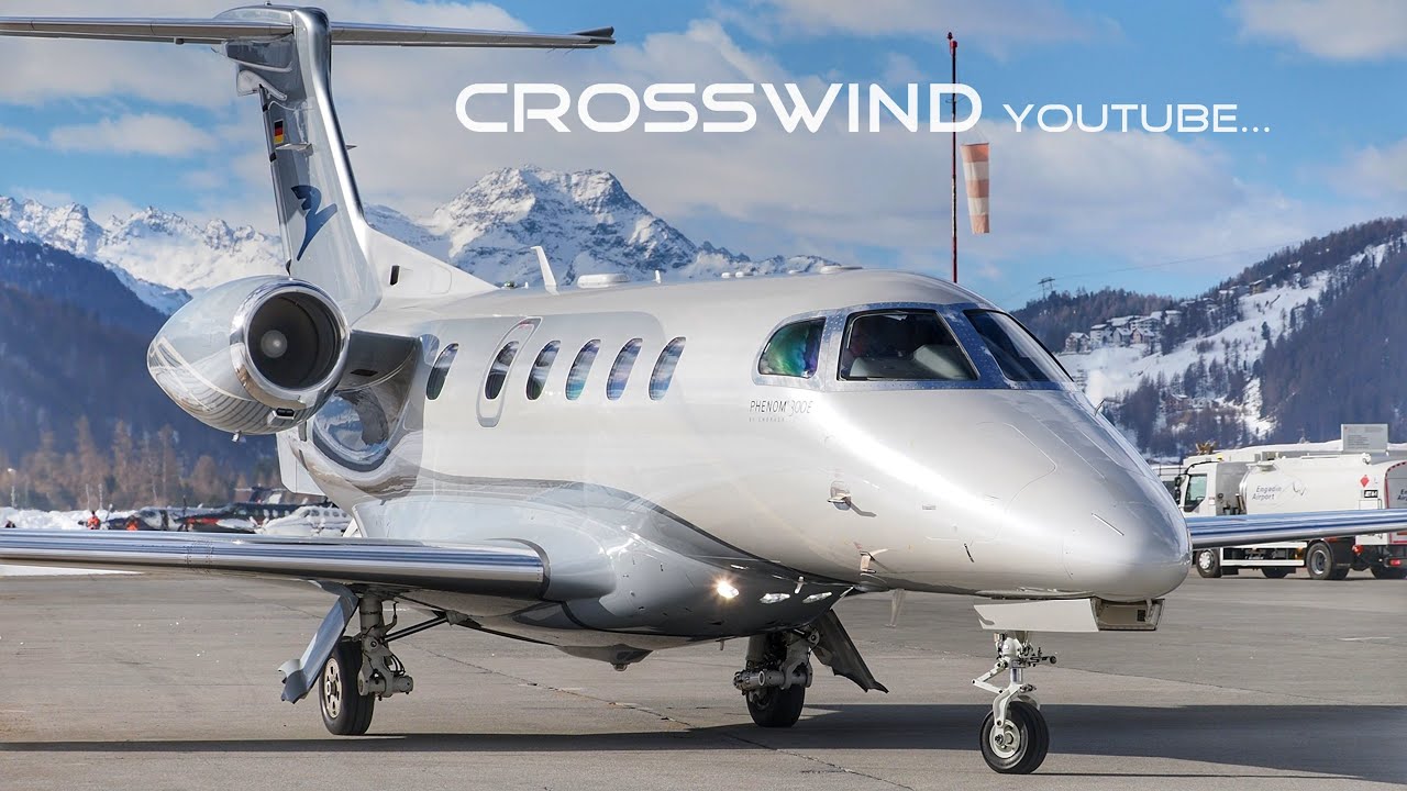 Phenom 300 Embraer Executive Jets Action Engadin Airport 20.02.2022