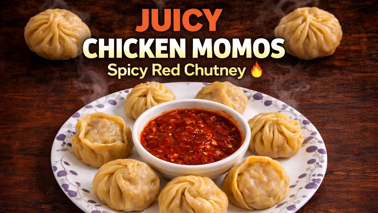Juicy Chicken Momos Recipe ||Street Style Spicy Red Chutney 🔥#chickenmomos #momosrecipe #streetfood