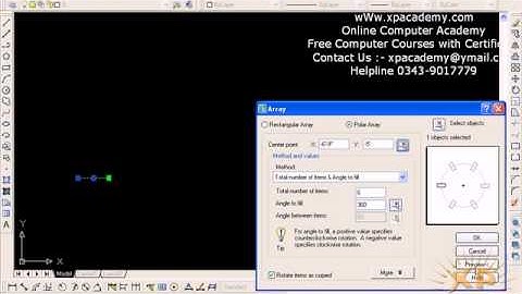 How to Use Polar Array Command in AutoCAD Urdu Tutorials wWw.xpacademy.com
