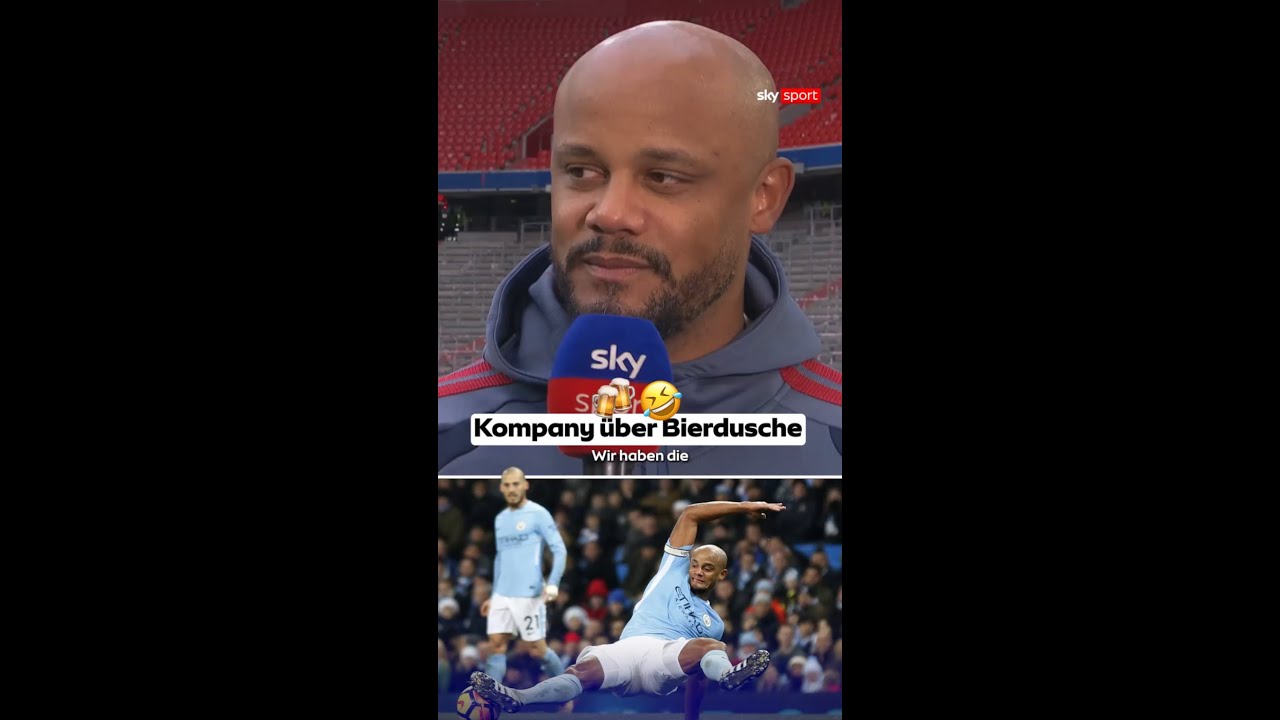 Vier Bierduschen später ist Kompany offenbar immer noch grätschbereit. 🍻😂