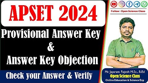 APSET 2024 | Provisional Answer Key | Answer Key Objection | Open Science Class