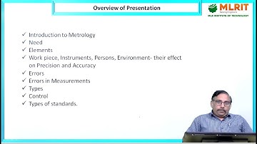LEC01|Metrology And Measurements  | Basics of Metrology  Part-I by Dr. Vemuri Venkata Phani Babu