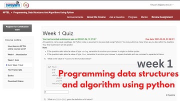 Programming, Data Structures And Algorithms Using Python - Week 1 || NPTEL ANSWERS - WEEK 1