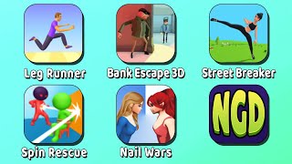 Leg Runner, Bank Escape 3D, Street Breaker, Spin Rescue, Nail Wars | New Games Daily screenshot 1