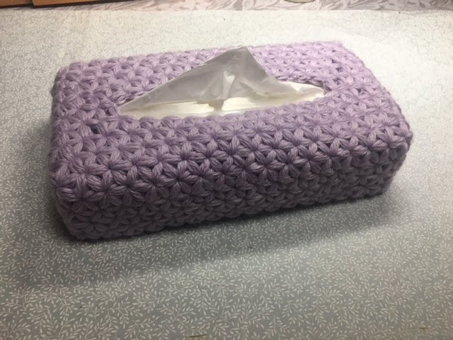 リフ編みのBOXティッシュカバー（Puffed Star stitch box tissue
