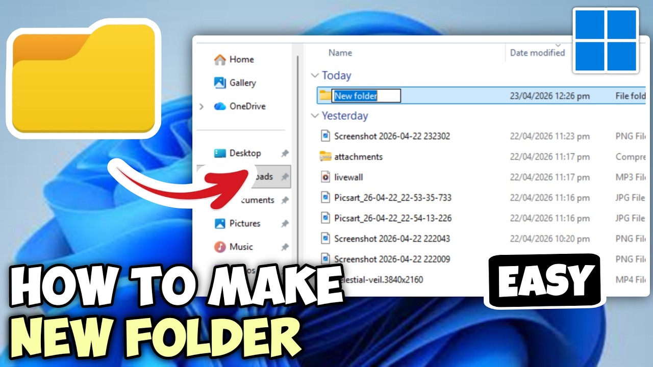 how to create folders and subfolders in windows 10 11... How to Create New Folder on Windows 10 & 11 - Easy Guide (2026) - YouTube
