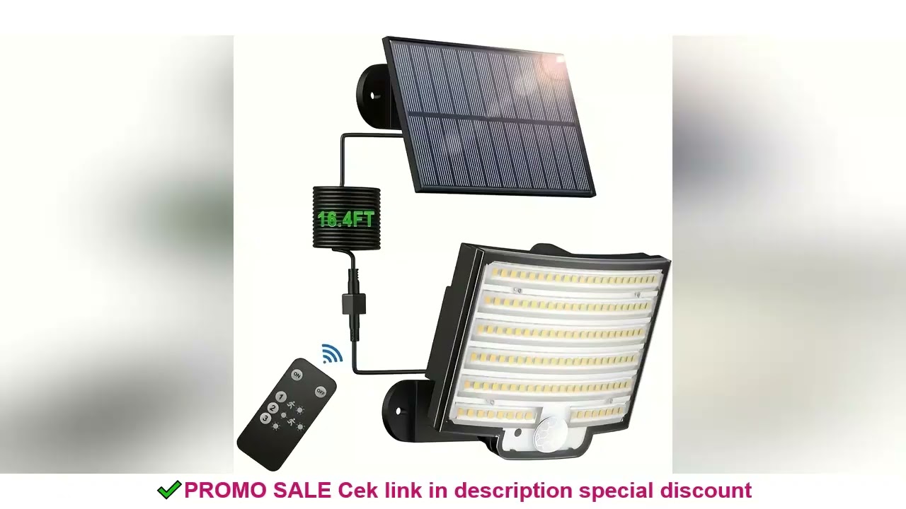 Solar Outdoor Lights - LED Motion Sensor Light with Remote Waterproof Security Flood Light for Patio