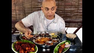 Tasting Enormous SEAFOOD THALI At Shetty Lunch Home JUICY CHICKEN GHEE ROAST| KANE FRY | Food Lovers