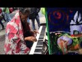 Hombre que vive en la calle toca piano en paseo Ahumada Santiago Chile