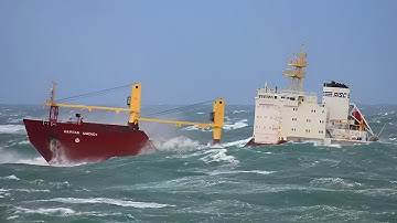 Giganteske SCHEPEN maken fouten tijdens werkzaamheden GEVAARLIJKE GOLVEN tijdens storm