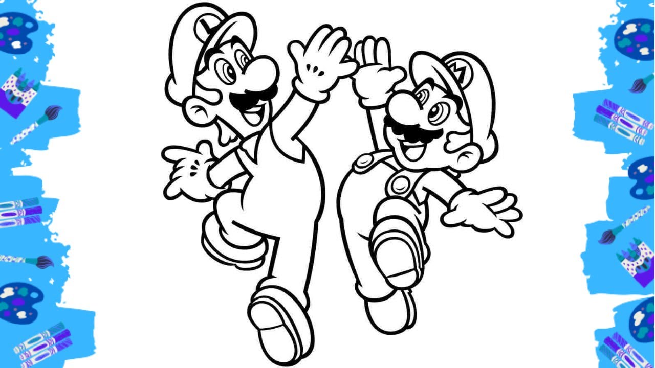 MARIO and LUIGI from Super Mario Bros Coloring page - YouTube