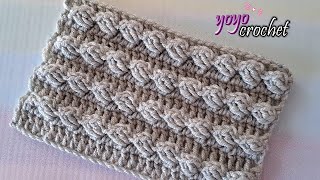 كروشية غرزة مجسمة رائعة ! تكرار صف واحد - تصلح للشنط  - Amazing and easy crochet stitch#يويو_كروشية