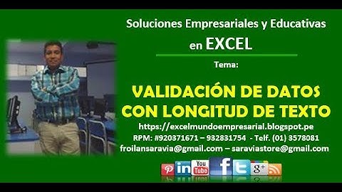Validación de datos en excel 2013 - Longitud de Texto - Por: Froilán Saravia - Grusatec