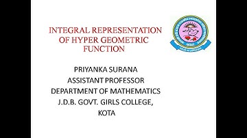 Integral Representation of Hyper Geometric Function #MSc Mathematics #Final Year # 3 rd Sem