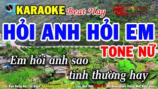 Karaoke Hỏi Anh Hỏi Em Tone Nữ Nhạc Sống Mới Nhất | Karaoke Huỳnh Chiêu