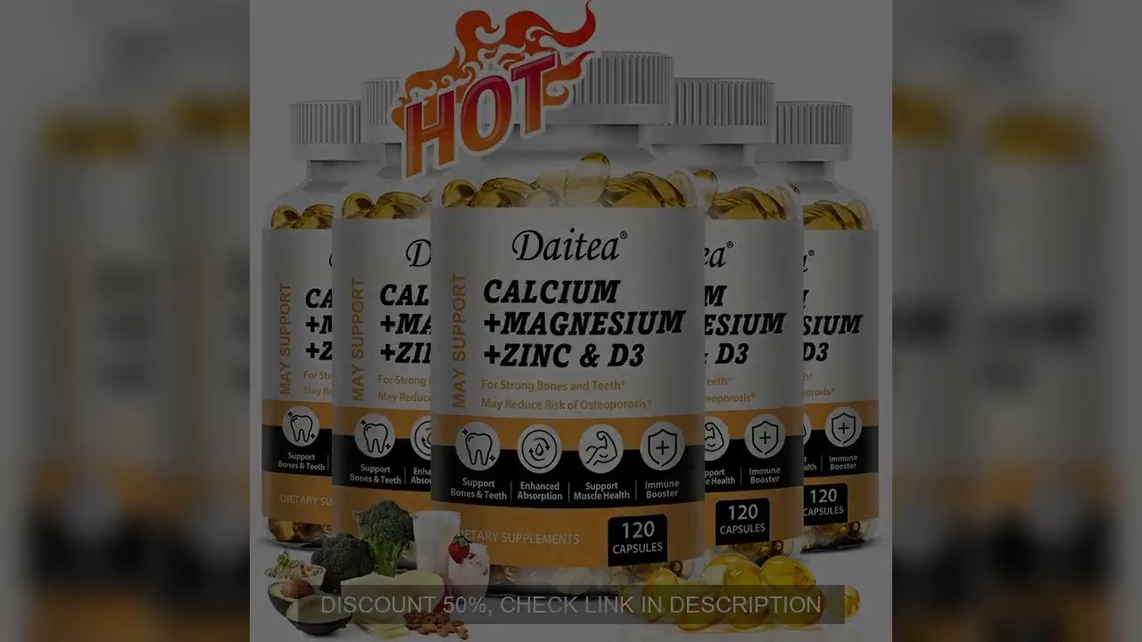 Calcium, Magnesium, Zinc + Vitamin D3 for Healthy Teeth, Bones and Muscles, Heart and Nervous System