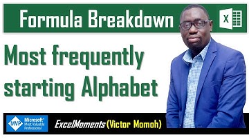 Excel Formula Challenge: Most frequently starting alphabet