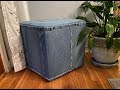 Recover A Cube Seat Using Thrifted Denim/NO SEWING