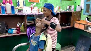 Small Boy Is Fully Enjoy Head Massage With Neck Cracking