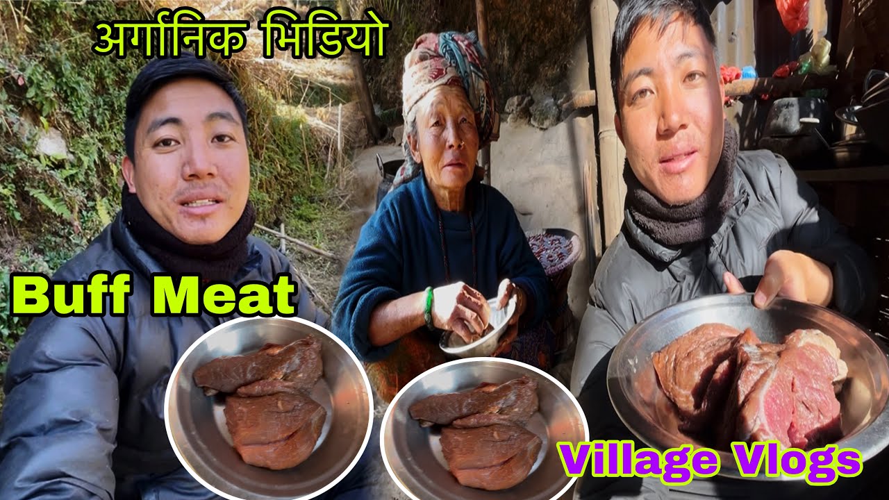 रागॅाको मासु धेरै समय पछि बाबु आमा सॅग खादै । Buff Curry with Daddy And Mummy! गाउॅको अर्गानिक vlogs