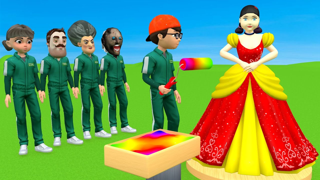 ⭐ Scary Teacher 3D vs Squid Game: Who Paints Squid Girl BEST? 🎨 Nice vs Error | 5X Challenge