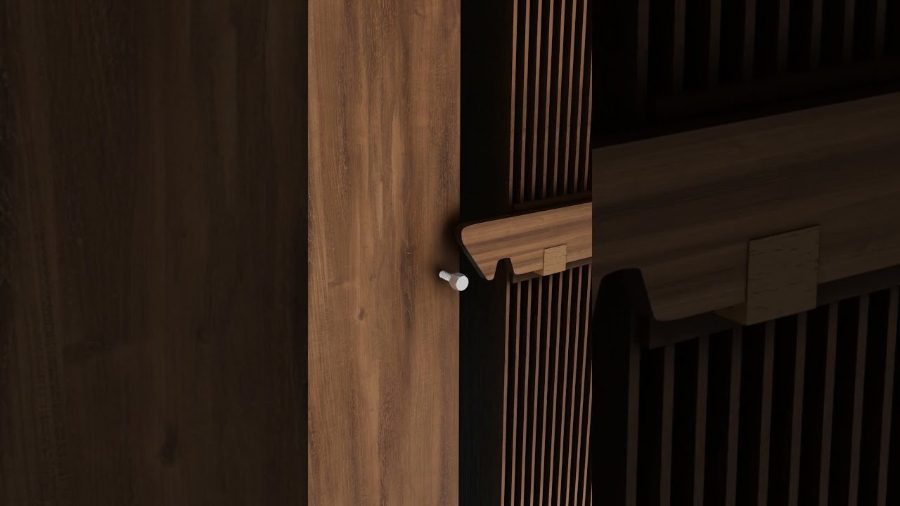 Unique self-locking wooden door latch for sliding doors