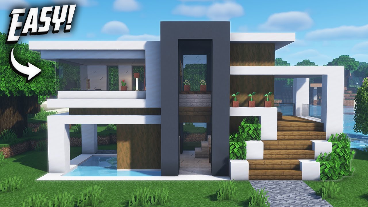 Minecraft: How To Build A Modern House Tutorial (#58) - YouTube