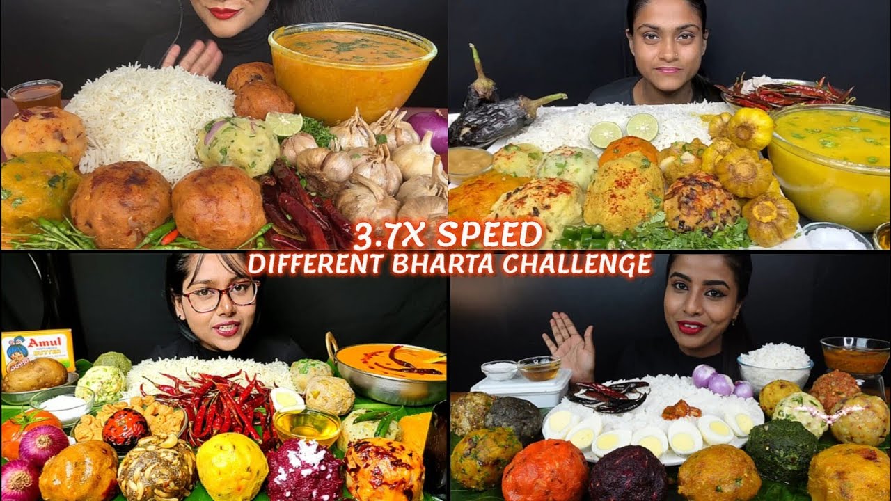 ASMR: Eating Dal chawal eating challenge 😍😋 types of different Bharta eating Mukbang 🤤