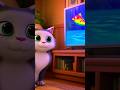 Cat watching fish in tv