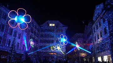 Lilu Lichtfestival Luzern 2022 Video 2 - Light Festival Lucerne Switzerland Mühlenplatz Flower Power
