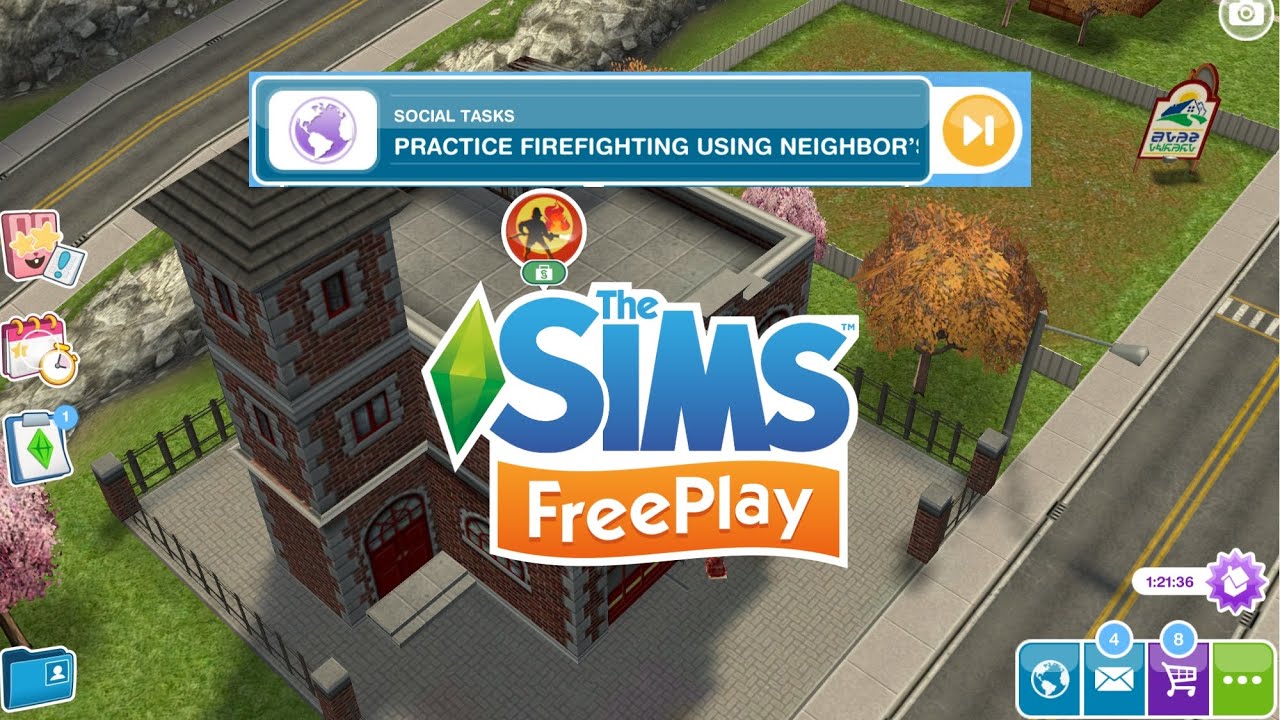 Tutorial The Sims Free Play -  Practice Fire Fighting Using Neighbor's Fire Hydrant