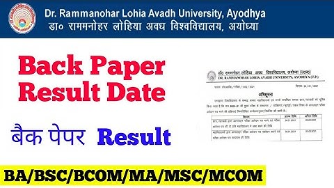 Back paper Result Ba bsc bcom ma msc mcom FILL  B.A. B.Sc. B.COM., RMLAU Exam date awadh university