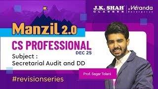 Manzil 2.0 ll CS Professional Dec 25 ll Secretarial Audit and DD | Day 3  #csatjkshahclasses