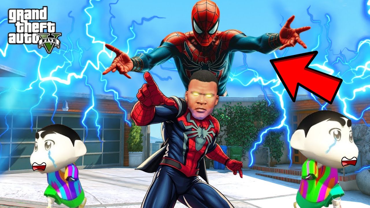 GTA 5 : Franklin & Shinchan ATTACKED by Spider Man in GTA 5!