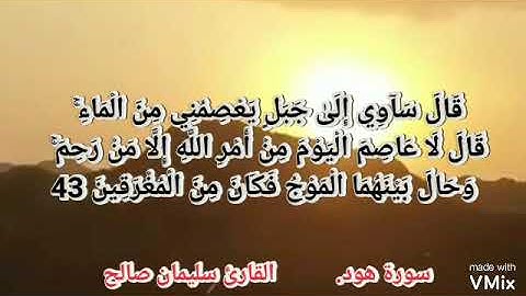 قَالَ سَآوِي إِلَىٰ جَبَلٍ يَعْصِمُنِي مِنَ الْمَاءِ ۚ 🌧القارئ سليمان صالح