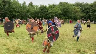 Danish, German, Nederlandsk And Italian Viking Warriors At Ribe Vikingecenter Danmark