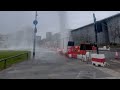 Pipe Burst Causes Dramatic Water Eruption in Glasgow Roadworks || WooGlobe