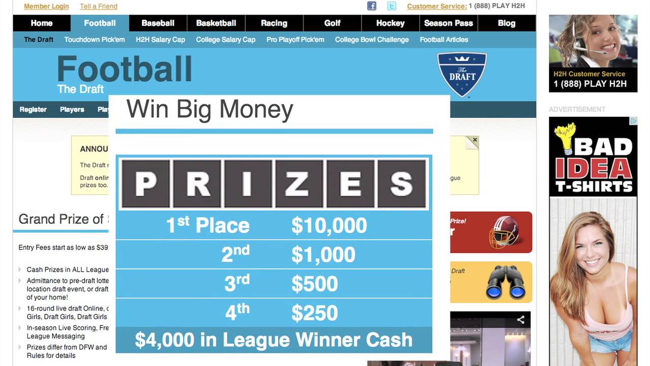 Football The Draft - Fantasy Football for Prizes - Head2Head Sports