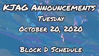 KJAG Announcements October 20, 2020