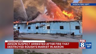 Wanted man accused of setting Roush’s Market on fire in Akron found two blocks from store