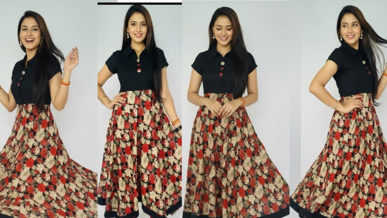 Designer dress cutting and stitching /high low pattern dress cutting and stitching 